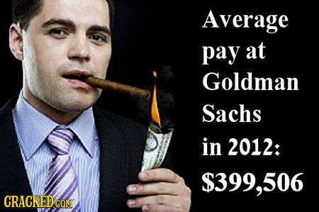 Average pay at Goldman Sachs in 2012: $399,506 CRACKED CON