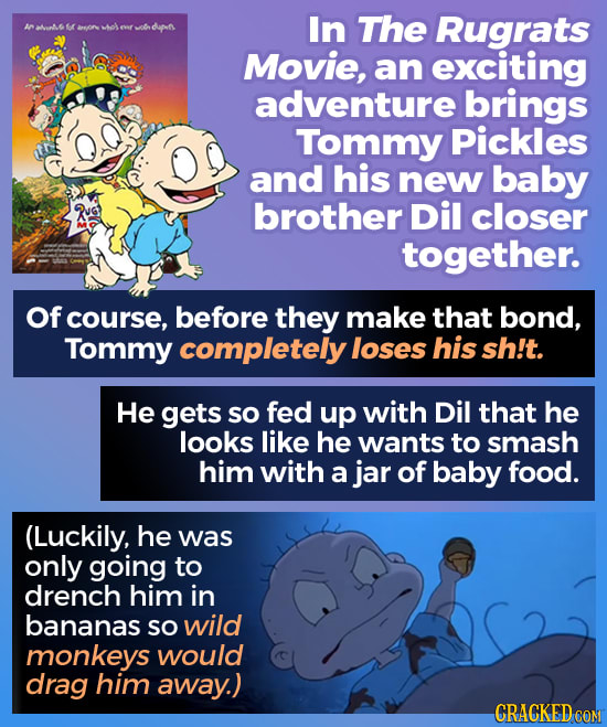 In The a M k an wel evar dapn Rugrats Movie, an exciting adventure brings Tommy Pickles and his new baby brother Dil closer together. Of course, befor