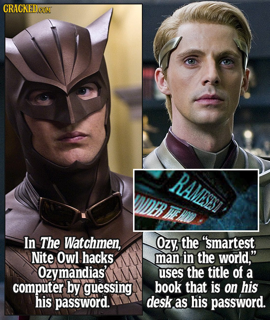 CRACKED COM RAMESESI THE In The Watchmen, Ozy, the smartest Nite Owl hacks man in the world, Ozymandias' uses the title of a computer by guessing bo