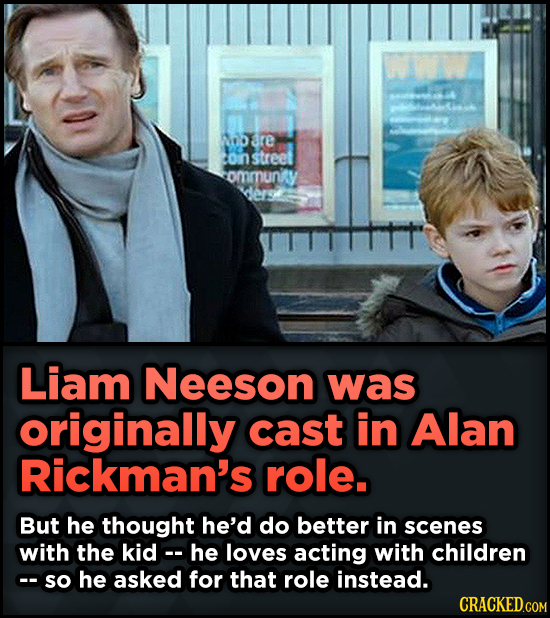 15 Weird Details About Love Actually That You Never Knew - Liam Neeson was originally cast in Alan Rickman's