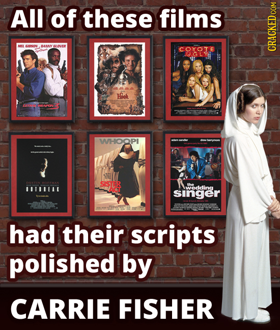 All of these films MFL InsON BAMY SLOVER COYOTE TUGLY: Hok mowoe WHOOPI DUSTIN HOFFMAN SISR the IITIBELI wedding singer had their scripts polished by
