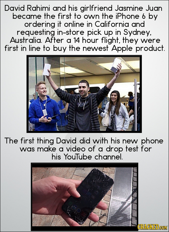 David Rahimi and his girlfriend Jasmine Juan became the first to own the iPhone 6 by ordering it online in California and requesting in-store pick up