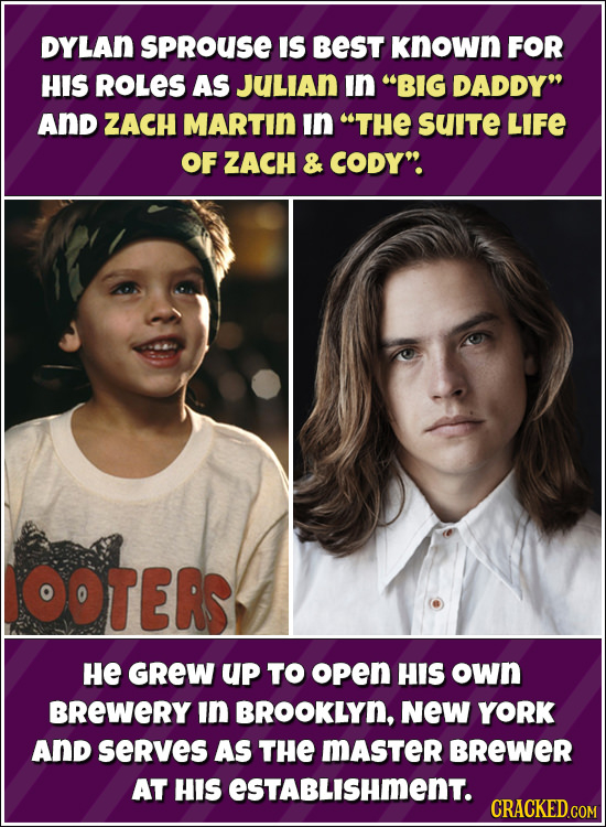 DYLAN SPROuSE IS BEST known FOR HIS ROLES AS JULIAN In BIG DADDY AnD ZACH MARTIN In THE SUITE LIFE OF ZACH & CODY OOTERS He GREW UP TO open HIS ow