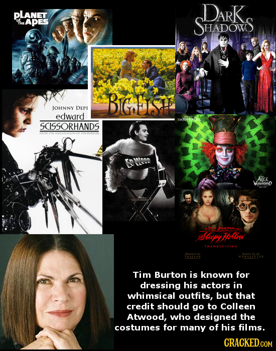 DARK PLANET OE APES SHADOWS BCUSH JOHNNY DEPI edward SCISSORHANDS GeWeDe ALce WopiND FF 200 TN Heepy Hollow THANEGIVING TRALLER Tim Burton is known fo