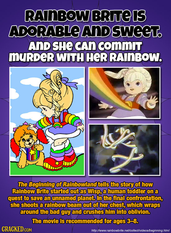 RAINBOW BRITE IS ADORABLE ANd SWEET. AND SHE CAN COMMIT murder WITH HER RAINBOW. The Beginning of Rainbowland tells the story of how Rainbow Brite sta