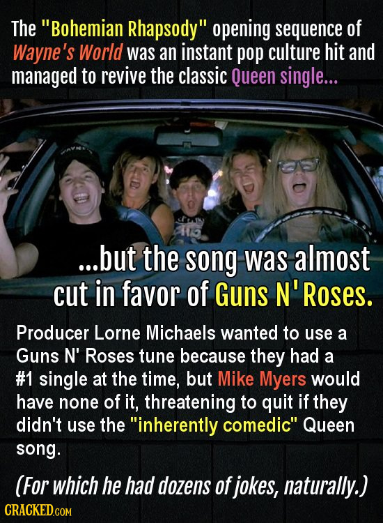 The Bohemian Rhapsody opening sequence of Wayne's World was an instant pop culture hit and managed to revive the classic Queen single... ...but the