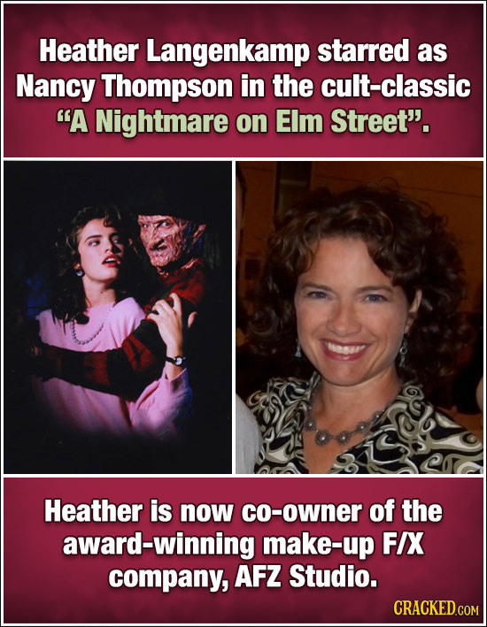 Heather Langenkamp starred as Nancy Thompson in the cult-classic A Nightmare on EIm Street'. Heather is now CO-owner of the award-winning make-up FI