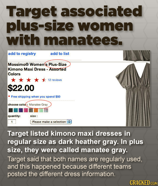 Target associated plus-size women with manatees. add to registry add to list Mossimo Women's uS-Size Kimono Maxi Dress Assorted Colors 12 reviews $22.