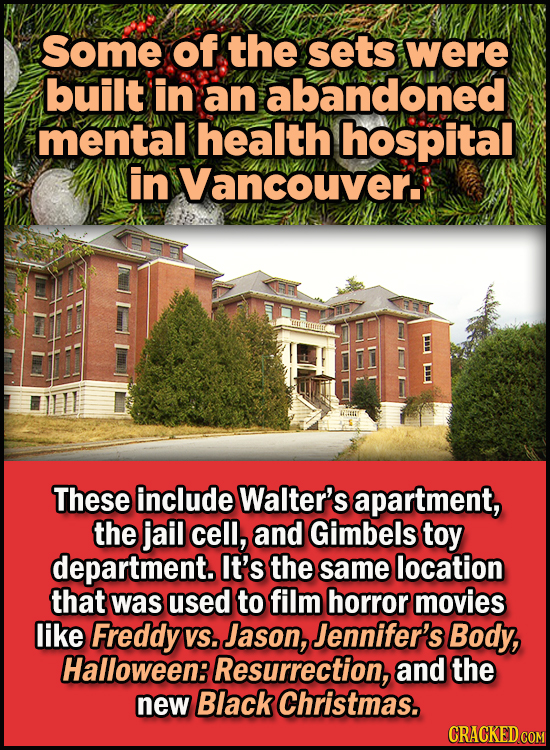 23 Son Of A Nutcracker Facts About The Christmas Classic Elf - Some of the sets were built in an abandoned mental health hospital in Vancouver.

These