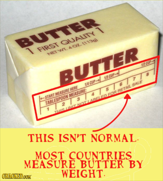 BUTTER QUALITY 1 FIRST WT.401.111301 NET 1/2 CUP BUTTER B 13 CUP. 7 CUP 1/4 6 SALE HERE 5 RETAIL MEASURE MEASURE: 4 FOR START 3 TABLESPOON 2 1 THIS IS