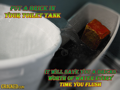 PUT A BRICK IN YOUR TOILET TANK IT WILL SAVE YOU A BRICKS WORTH OF WATER EVERY TIME You FLUSH CRACKED C COM