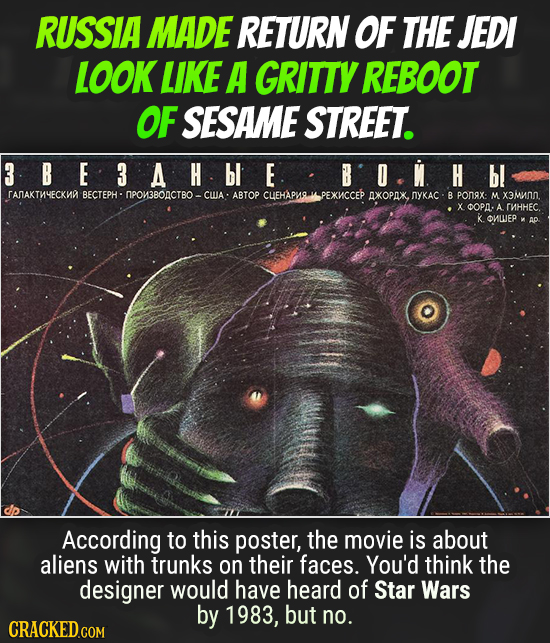 RUSSIA MADE RETURN OF THE JEDI LOOK LIKE A GRITTY REBOOT OF SESAME STREET. 3BE3AHbIE 0 H bl TANAKTNYECKNA BECTEPH- NPOM3BOOCTBO- CLA ABTOP CUEHAP PEXW