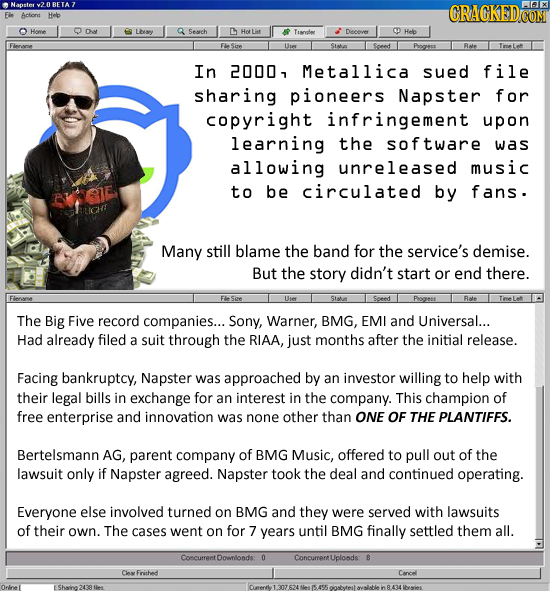 Nanstes V20BETA7 GRAGKED X Fie Actione Helb D Lbay Sowrh HoLiet Tinrvene Decowe FieSire In 20001 Metallica sued file sharing pioneers Napster for copy