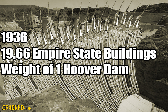 1936 19.66 Empire State Buildings Weight of 1 Hoover Dam CRACKED COM