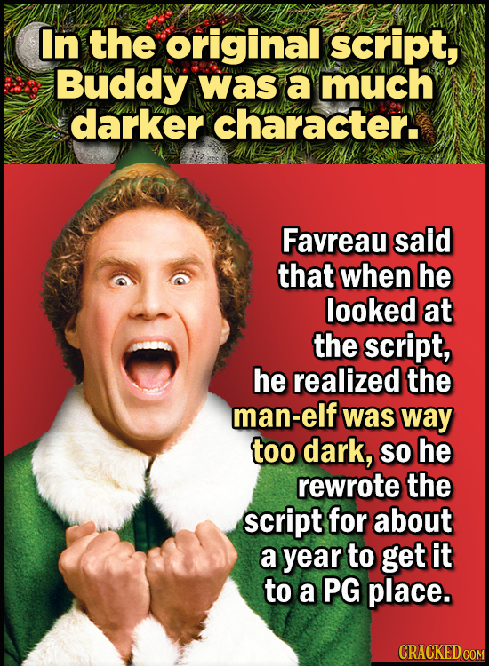 23 Son Of A Nutcracker Facts About The Christmas Classic Elf - In the original script, Buddy was a much darker character.
Favreau said that when he l