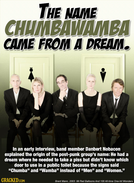 The NAME CHUMBAWAM CAME FROM A DREAM. aalu In an early interview, band member Danbert Nobacon explained the origin of the post-punk group's name: He h