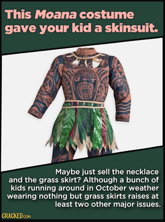 Terrible Movie Merchandise The Studios Didn't Think Through - This Moana costume gave your kid a skinsuit.