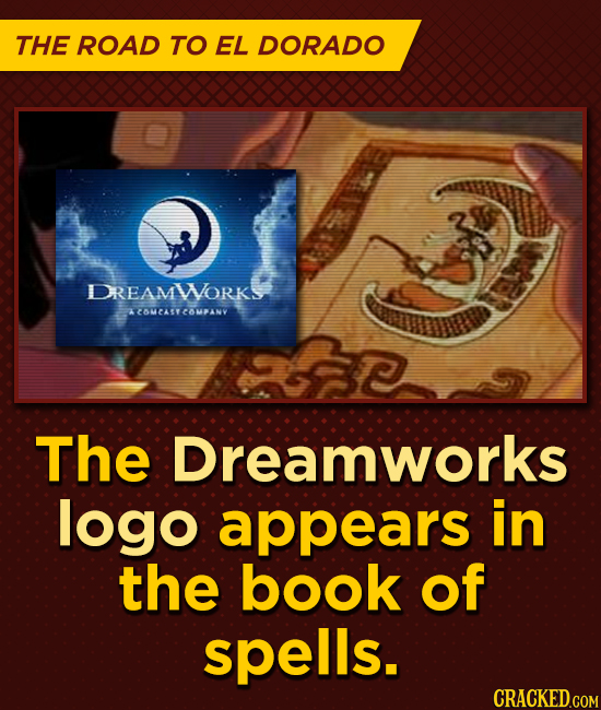 THE ROAD TO EL DORADO DREAMWORK COMCASY ESMPANV The Dreamworks logo appears in the book of spells.