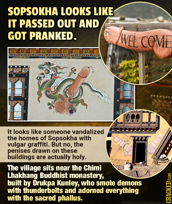 SOPSOKHA LOOKS LIKE IT PASSED OUT AND GOT PRANKED. WEL COME 8 8 88 DD It looks like someone vandalized the homes of Sopsokha with vulgar graffiti. But