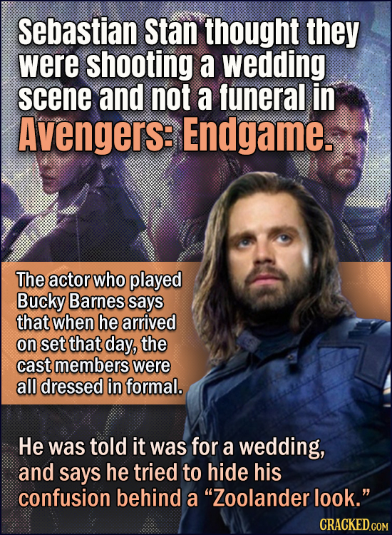 Sebastian Stan thought they were shooting a wedding scene and not a funeral in Avengers: Endgame. The actor who played Bucky Barnes says that when he