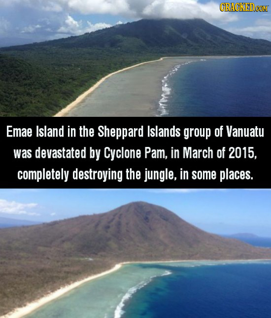 Emae Island in the Sheppard Islands group of Vanuatu was devastated by Cyclone Pam, in March of 2015, completely destroying the jungle, in some places