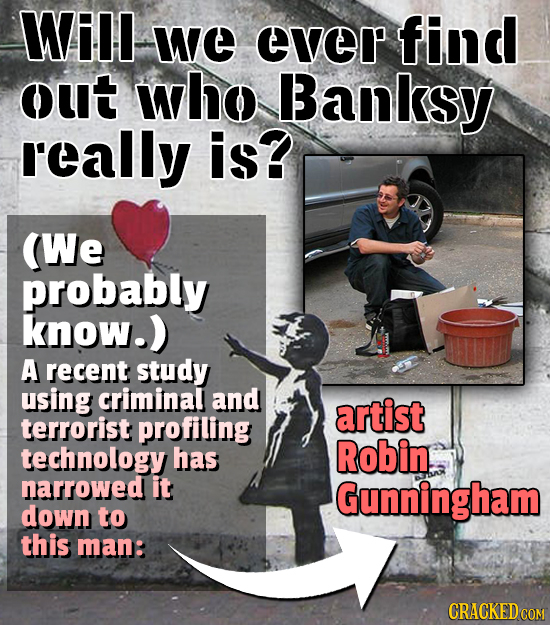 Will we ever find out who Banksy really is? (We probably know.) A recent study using criminal and artist terrorist profiling technology has Robin. nar