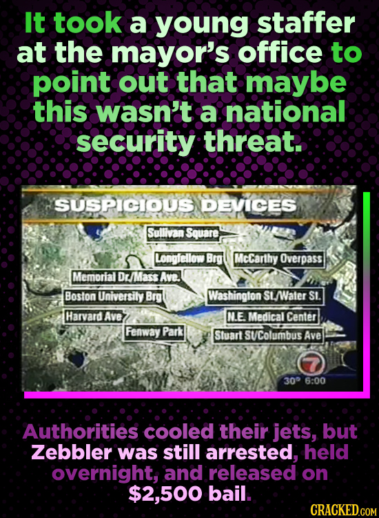 It took a young staffer at the mayor's office to point out that maybe this wasn't a national security threat. SUSPICIOUS DEVICES Sullivan Square Longf