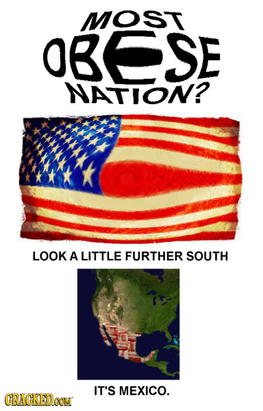 MoST OBESE NATION? LOOK A LITTLE FURTHER SOUTH IT'S MEXICO. CRACKEDOON