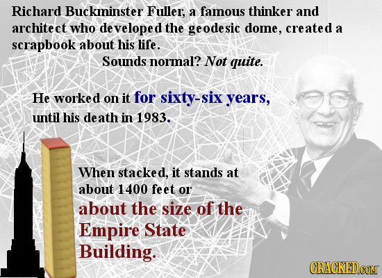 Richard Buckminster Fuller, A famous thinker and architect who developed the geodesic dome, created a scrapbook about his life. Sounds normal? Not qui