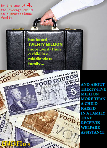 4, By the age of the average child in a professional family has heard TWENTY MILLION more words than child in a a middle-class family... NO cou: Do EI