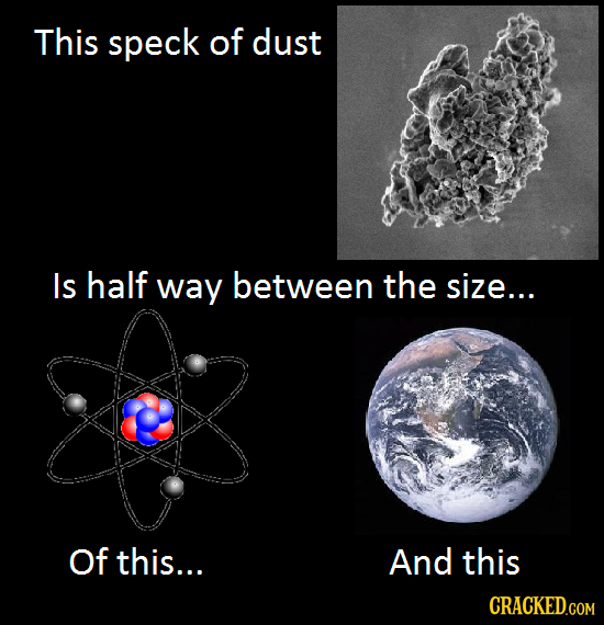 This speck of dust Is half way between the size... Of this... And this CRACKED.COM 