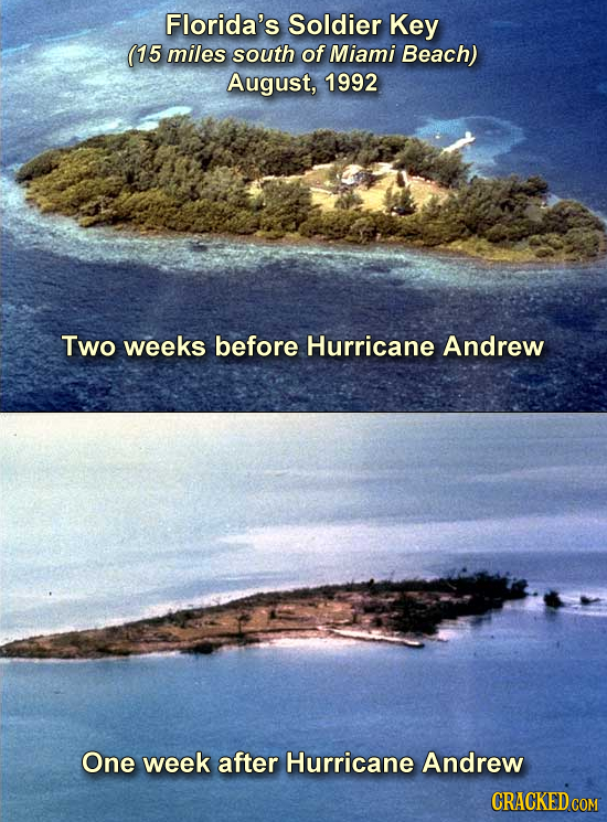 Florida's Soldier Key (15 miles south of Miami Beach) August, 1992 Two weeks before Hurricane Andrew One week after Hurricane Andrew 