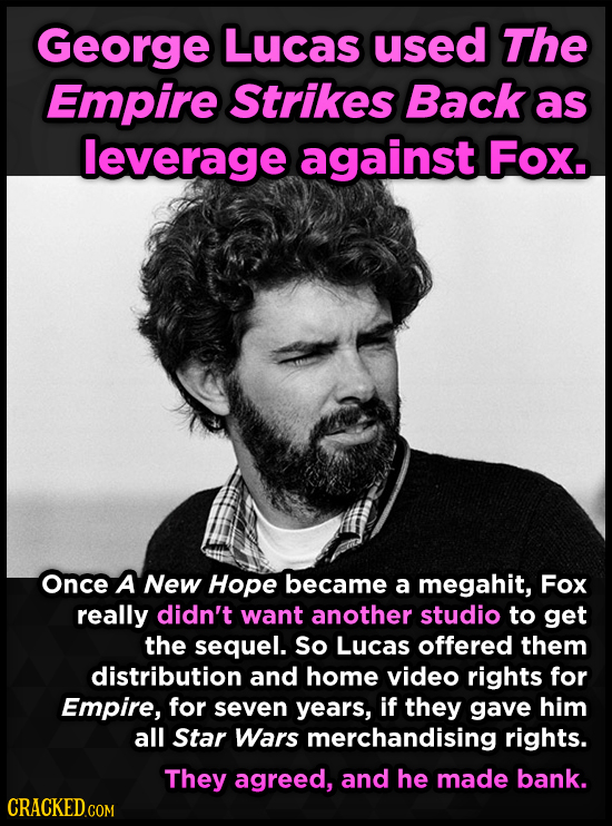 George Lucas used The Empire Strikes Back as leverage against Fox. Once A New Hope became a megahit, Fox really didn't want another studio to get the