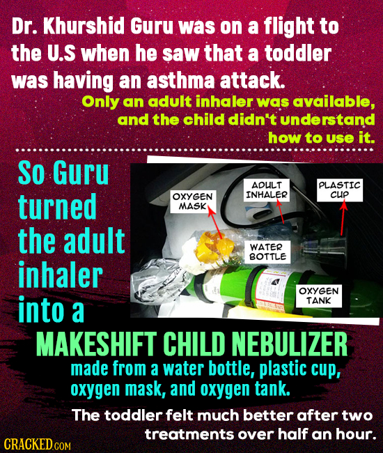 Dr. Khurshid Guru was on a flight to the U.S when he saw that a toddler was having an asthma attack. Only an adult inhaler was available, and the chil