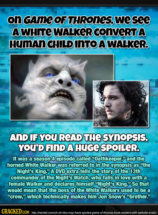on GAME OF THRONES, We see A WHITE WALKER CONVERTA HumAn CHILD INTO A WALKER. Whieh tells Us that Whito Walkers Were oncehuman AND IF YoU READ THE SYN