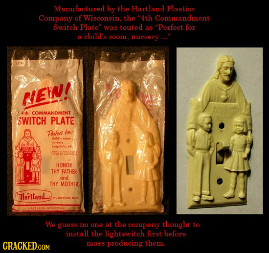 Manufactured by the Hartland Plastics Company of Wisconsin. the 4th Commandment Switch Plate was touted as Perfect for child's a room. nursery. NEI