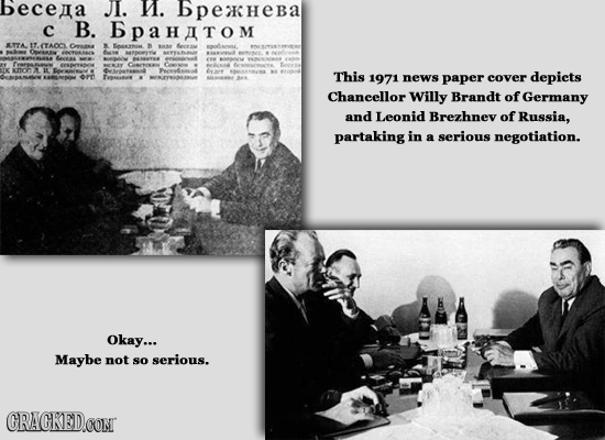 becea JI. . BPeHeBa C B. bpaHAtom ITA TTAOC Crrare SOanom. e eceaw xOT This 1971 news paper cover depicts Chancellor Willy Brandt of Germany and Leon