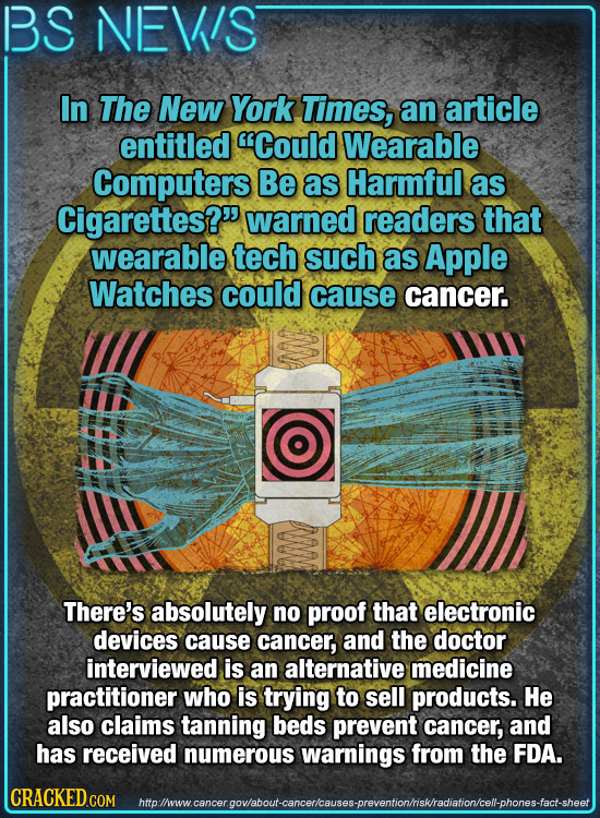 BS NEWS In The New York Times, an article entitled Could Wearable Computers Be as Harmful as Cigarettes? warned readers that wearable tech such as A
