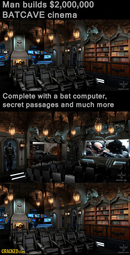 Man builds $2,000,000 BATCAVE cinema Complete with a bat computer, secret passages and much more