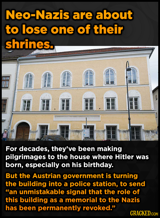 Neo-Nazis are about to lose one of their shrines. For decades, they've been making pilgrimages to the house where Hitler was born, especially on his b