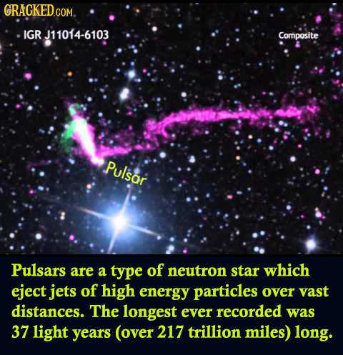 GRACKED.GOM IGR J11014-6103 Composite Pulsar Pulsars are a type of neutron star which eject jets of high energy particles over vast distances. The lon