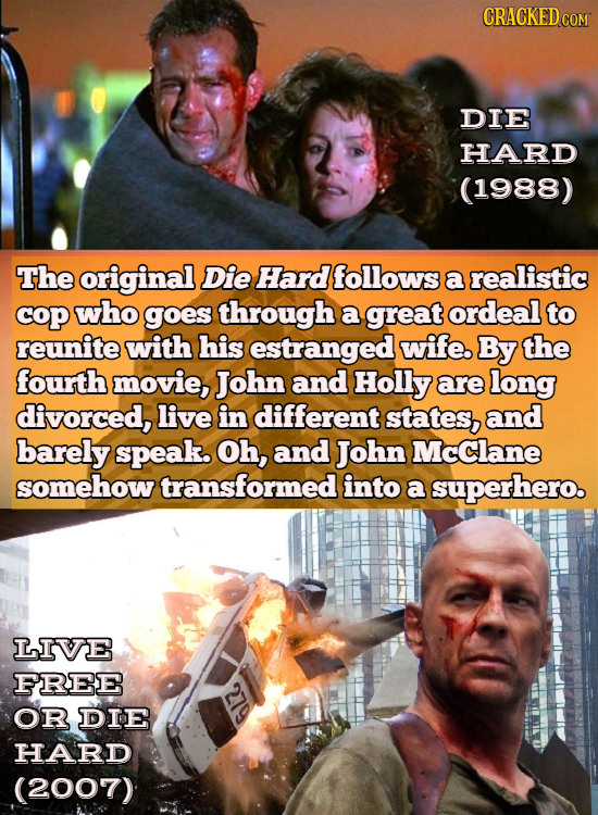 CRACKEDCON DIE HARD (1988) The original Die Hard follows a realistic cop who goes through a great ordeal to reunite with his estranged wife. By the fo