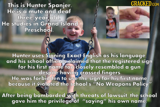 This is Hunter Spanjer. He is a mute and deaf three-yearfold. He studies in Grand Island Preschool. Hunter uses Signing Exact English as his language.