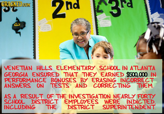 CRACKED COMT 2nd nd Bra VENETIAN HiLLS ELEMENTARY SCHOOL iN ATLANTA GEORGIA ENSURED THAT THEY EARNED $500,000 IN PERFORMANCE BONUSES BY ERASING INCORR