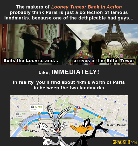The makers of Looney Tunes: Back in Action probably think Paris is just a collection of famous landmarks, because one of the dethpicable bad guys... H