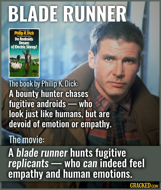 BLADE RUNNER The book by Philip K. Dick: A bounty hunter chases fugitive androids - who look just l