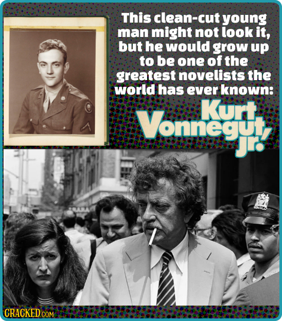 This clean-cut young man might not look it, but he would grow up to be one of the greatest novelists the world has ever known: Kort Vonnegut, CRACKEDC