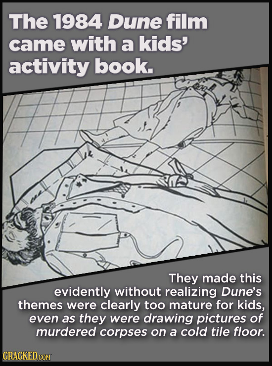 Terrible Movie Merchandise The Studios Didn't Think Through - The 1984 Dune film came with a kids’ activity book.