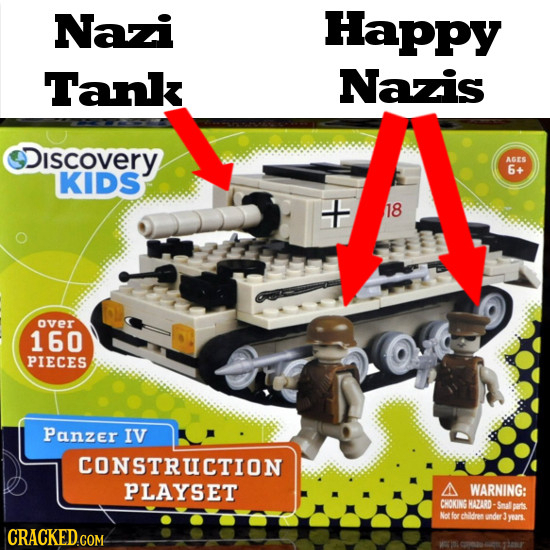 Nazi Happy Tank Nazis Discovery AGES 6+ KIDS 18 over 160 PIECES Panzer IV CONSTRUCTION PLAYSET A WARNING: CHOKING HAZARD- Snal bats Not for childres u