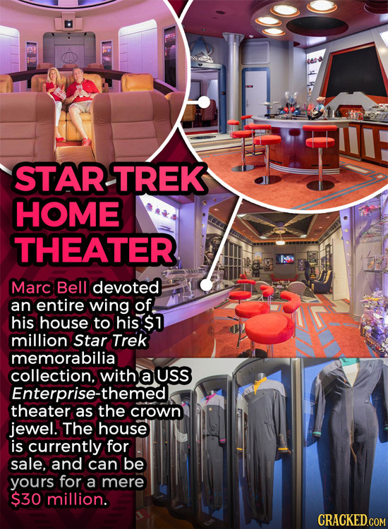 STAR TREK HOME THEATER Marc Bell devoted an entire wing of his house to his $1 million Star Trek memorabilia collection, with a USS Enterprise-themed 